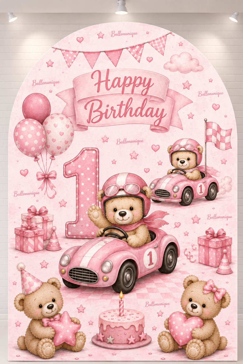 Happy-birthda-race-teddy-girl-1-jaar-backdrop-roze